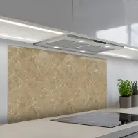 KitchenYeah Spatscherm 120x60 cm - Zelfklevende achterwand Beige - Marmer print - Witte aders - Keuken muurbeschermer - Spatwand fornuis