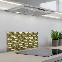 KitchenYeah Spatscherm 70x30 cm - Zelfklevende achterwand Vis - Patroon - Groen - Keuken muurbeschermer - Spatwand fornuis