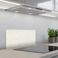 KitchenYeah Spatscherm 60x30 cm - Zelfklevende achterwand Abstract - Ruiten - Beige - Keuken muurbeschermer - Spatwand fornuis