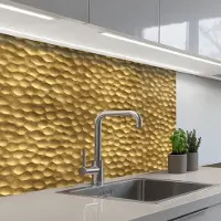 KitchenYeah Keuken achterwand 80x60 cm - Spatscherm zelfklevend Metaal - Dynamisch - Goud - Muurbeschermer - Spatwand fornuis
