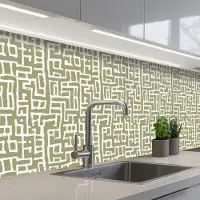KitchenYeah Keuken achterwand 400x80 cm - Spatscherm zelfklevend Grafisch - Patroon - Groen - Muurbeschermer - Spatwand fornuis