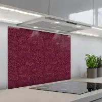 KitchenYeah Spatscherm 80x60 cm - Zelfklevende achterwand Bladeren - Patroon - Paars - Keuken muurbeschermer - Spatwand fornuis