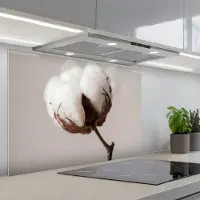 KitchenYeah Spatscherm 80x55 cm - Zelfklevende achterwand Katoenbol - Minimalistisch - Wit - Keuken muurbeschermer - Spatwand fornuis