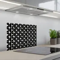 KitchenYeah Spatscherm 60x45 cm - Zelfklevende achterwand Modern - Geometrisch - Zwart - Keuken muurbeschermer - Spatwand fornuis