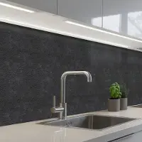 KitchenYeah Keuken achterwand 500x80 cm - Spatscherm zelfklevend Donkergrijs - Asfaltstructuur - Ruw - Muurbeschermer - Spatwand fornuis