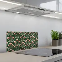 KitchenYeah Spatscherm 70x30 cm - Zelfklevende achterwand Patroon - Botanisch - Kleurrijk - Keuken muurbeschermer - Spatwand fornuis