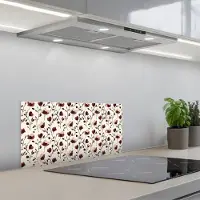 KitchenYeah Spatscherm 60x30 cm - Zelfklevende achterwand Bloemen - Botanisch - Bordeaux - Keuken muurbeschermer - Spatwand fornuis