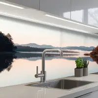 KitchenYeah Keuken achterwand 200x80 cm - Spatscherm zelfklevend Water - Bomen - Mistlaag - Muurbeschermer - Spatwand fornuis