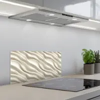 KitchenYeah Spatscherm 70x30 cm - Zelfklevende achterwand Diagonaal - Golven - Crème - Keuken muurbeschermer - Spatwand fornuis