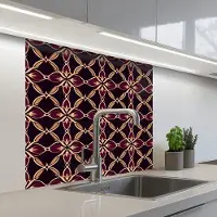 KitchenYeah Keuken achterwand 80x80 cm - Spatscherm zelfklevend Symmetrisch - Tegel - Burgundy - Muurbeschermer - Spatwand fornuis