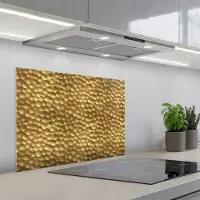 KitchenYeah Spatscherm 70x50 cm - Zelfklevende achterwand Metaal - Dynamisch - Goud - Keuken muurbeschermer - Spatwand fornuis