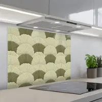 KitchenYeah Spatscherm 80x60 cm - Zelfklevende achterwand Bladeren - Structuur - Groen - Keuken muurbeschermer - Spatwand fornuis