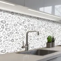 KitchenYeah Keuken achterwand 200x80 cm - Spatscherm zelfklevend Luipaard - Motief - Grijs - Muurbeschermer - Spatwand fornuis