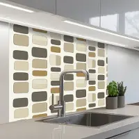 KitchenYeah Keuken achterwand 100x80 cm - Spatscherm zelfklevend Blokken - Vintage - Grijs - Muurbeschermer - Spatwand fornuis