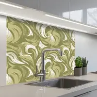 KitchenYeah Keuken achterwand 100x80 cm - Spatscherm zelfklevend Abstract - Textuur - Groen - Muurbeschermer - Spatwand fornuis