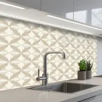 KitchenYeah Keuken achterwand 100x60 cm - Spatscherm zelfklevend Patroon - Klassiek - Beige - Muurbeschermer - Spatwand fornuis