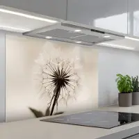 KitchenYeah Spatscherm 90x60 cm - Zelfklevende achterwand Paardenbloem - Minimalistisch - Wit - Keuken muurbeschermer - Spatwand fornuis