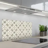 KitchenYeah Spatscherm 80x40 cm - Zelfklevende achterwand Antiek - Tegel - Beige - Keuken muurbeschermer - Spatwand fornuis