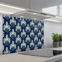 KitchenYeah Spatscherm 80x55 cm - Zelfklevende achterwand Modern - Patroon - Blauw - Keuken muurbeschermer - Spatwand fornuis