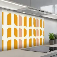 KitchenYeah Spatscherm 120x80 cm - Zelfklevende achterwand Geometrisch - Patroon - Geel - Roze - Keuken muurbeschermer - Spatwand fornuis