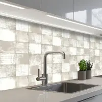KitchenYeah Keuken achterwand 150x80 cm - Spatscherm zelfklevend Tegel - Patroon - Verweerd - Muurbeschermer - Spatwand fornuis