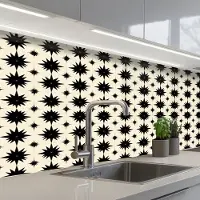KitchenYeah Keuken achterwand 150x60 cm - Spatscherm zelfklevend Stervormen - Geometrisch - Zwart - Muurbeschermer - Spatwand fornuis
