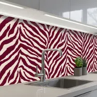 KitchenYeah Keuken achterwand 150x60 cm - Spatscherm zelfklevend Zebra - Motief - Bordeaux - Rood - Muurbeschermer - Spatwand fornuis