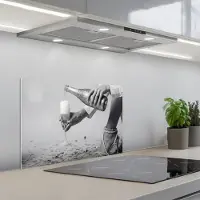 KitchenYeah Spatscherm 60x40 cm - Zelfklevende achterwand Feestelijk - Champagne - Discobal - Keuken muurbeschermer - Spatwand fornuis