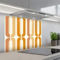KitchenYeah Spatscherm 80x60 cm - Zelfklevende achterwand U-vorm - Retro - Oranje - Keuken muurbeschermer - Spatwand fornuis