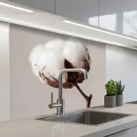 KitchenYeah Keuken achterwand 100x80 cm - Spatscherm zelfklevend Katoenbol - Minimalistisch - Wit - Muurbeschermer - Spatwand fornuis
