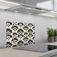 KitchenYeah Spatscherm 60x45 cm - Zelfklevende achterwand Abstract - Patroon - Zwart - Keuken muurbeschermer - Spatwand fornuis