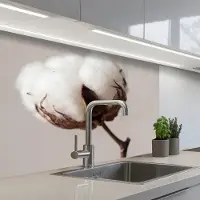 KitchenYeah Keuken achterwand 80x60 cm - Spatscherm zelfklevend Katoenbol - Minimalistisch - Wit - Muurbeschermer - Spatwand fornuis
