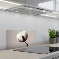 KitchenYeah Spatscherm 70x30 cm - Zelfklevende achterwand Katoenbol - Minimalistisch - Wit - Keuken muurbeschermer - Spatwand fornuis
