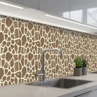 KitchenYeah Keuken achterwand 500x80 cm - Spatscherm zelfklevend Giraf - Klassiek - Bruin - Muurbeschermer - Spatwand fornuis
