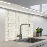 KitchenYeah Keuken achterwand 80x80 cm - Spatscherm zelfklevend Vlechtwerk - Banen - Beige - Muurbeschermer - Spatwand fornuis