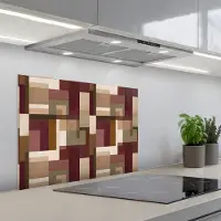 KitchenYeah Spatscherm 70x55 cm - Zelfklevende achterwand Modern - Geometrie - Kleurrijk - Keuken muurbeschermer - Spatwand fornuis