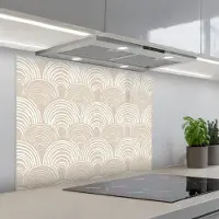 KitchenYeah Spatscherm 80x60 cm - Zelfklevende achterwand Golven - Structuur - Beige - Keuken muurbeschermer - Spatwand fornuis