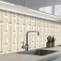 KitchenYeah Keuken achterwand 500x60 cm - Spatscherm zelfklevend Modern - Geometrisch - Beige - Muurbeschermer - Spatwand fornuis