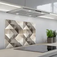 KitchenYeah Spatscherm 70x50 cm - Zelfklevende achterwand Geometrisch - Motief - Aardetinten - Keuken muurbeschermer - Spatwand fornuis