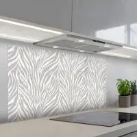 KitchenYeah Spatscherm 120x60 cm - Zelfklevende achterwand Zebra - Motief - Grijs - Keuken muurbeschermer - Spatwand fornuis