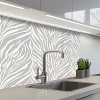 KitchenYeah Keuken achterwand 80x60 cm - Spatscherm zelfklevend Zebra - Motief - Grijs - Muurbeschermer - Spatwand fornuis