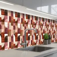 KitchenYeah Keuken achterwand 450x60 cm - Spatscherm zelfklevend Geometrie - Modern - Retro - Muurbeschermer - Spatwand fornuis