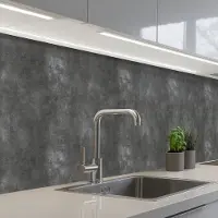 KitchenYeah Keuken achterwand 300x80 cm - Spatscherm zelfklevend Donkergrijs - Ruw - Beton print - Muurbeschermer - Spatwand fornuis
