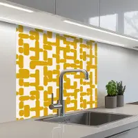 KitchenYeah Keuken achterwand 80x80 cm - Spatscherm zelfklevend Geel - Beige - Patroon - Muurbeschermer - Spatwand fornuis