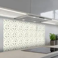 KitchenYeah Spatscherm 120x60 cm - Zelfklevende achterwand Abstract - Structuur - Grijs - Wit - Keuken muurbeschermer - Spatwand fornuis