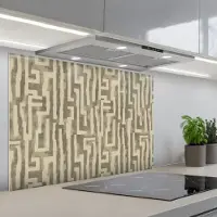KitchenYeah Spatscherm 80x55 cm - Zelfklevende achterwand Abstract - Geometrisch - Groen - Keuken muurbeschermer - Spatwand fornuis