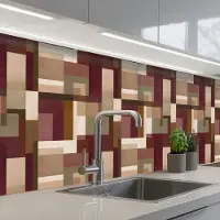 KitchenYeah Keuken achterwand 200x60 cm - Spatscherm zelfklevend Modern - Geometrie - Kleurrijk - Muurbeschermer - Spatwand fornuis