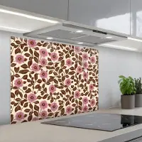 KitchenYeah Spatscherm 80x60 cm - Zelfklevende achterwand Bloemen - Bladeren - Kleurrijk - Keuken muurbeschermer - Spatwand fornuis
