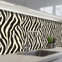 KitchenYeah Keuken achterwand 250x80 cm - Spatscherm zelfklevend Zebra - Print - Klassiek - Zwart - Muurbeschermer - Spatwand fornuis
