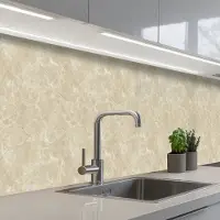 KitchenYeah Keuken achterwand 500x80 cm - Spatscherm zelfklevend Lichtbeige - Marmer print - Diffusie adering - Muurbeschermer - Spatwand fornuis
